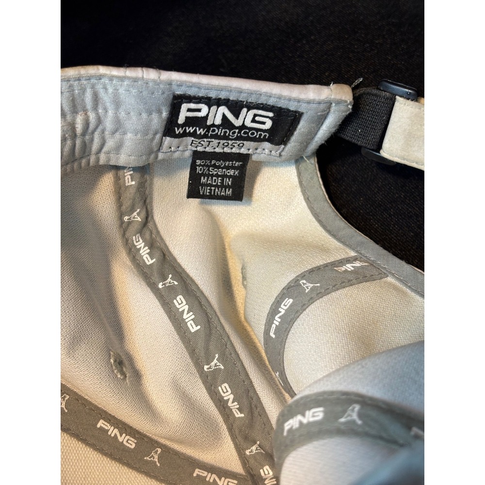 Ping Golf Performance Hat Adjustable Baseball Cap Gray White Polyester Spandex - Picture 2 of 5